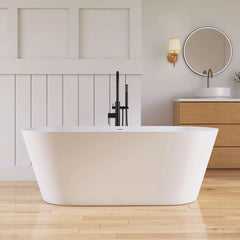 Dowell 63" Modern Rectangular Freestanding Solid Surface Resin Stone Soaking Bathtub-BT034 Series