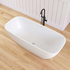 Dowell 67" Freestanding Soaking Bathtub Solid Surface Soaking Tubs in Matte White-BT036 Series