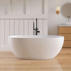 Dowell 59" White Large Capacity Freestanding Deep Soaking Solid Surface Bathtub-BT333 Series