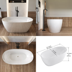 Dowell 59" Freestanding Acrylic Oval Bathtub - 60 Gallon Capacity - 080 5930 Series