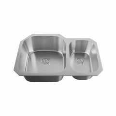 Dowell 31-1/2" Kitchen Undermount Double Bowl Sink - One 17-3/4 " Bowl, 9" Deep, One 10-3/8" Bowl, 7" Deep, Stainless Steel 18/16 Gauge - 6001 Series