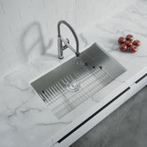 Dowell 30" L x 18" W Handcrafted Undermount Kitchen Sink 18 Gauge Stainless Steel 9" Depth Single Bowl With Grid Strainer