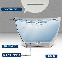 Dowell 59",67" White Seamless Oval Freestanding Deep Soaking Solid Surface Bathtub-BT032 Series