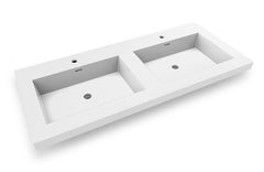 Dowell 48-7/8" Bathroom Topmount Resin Basin with Overflow - Two 19-3/4"Sinks, 4-3/4" Deep - 000 4922BP Series