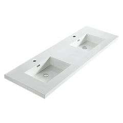 Dowell 73" Bathroom Topmount Resin Basin with Overflow - Two 18" Sinks, 4-3/8" Deep - 000 7322BP Series