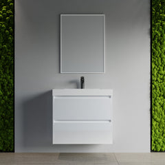 Dowell 30" Wall-Mounted Floating Bathroom Vanity – Pre-Assembled, White/Black, with Two Drawers and a Single Basin - 004 30 Series