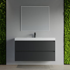 Dowell 48" Wall-Mounted Floating Bathroom Vanity – Pre-Assembled, White/Black, with Two Drawers and a Double/Single Resin Basin - 004 48 Series