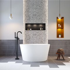 Dowell 47-1/4" Freestanding White Stone Resin Round Bathtub - 77 Gallon Capacity - 078 48 01 Series