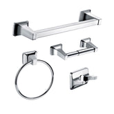 Dowell 4-Piece Bathroom Accessory Set - Squared Design - Bath Towel Bar, Hand Towel Ring, Toilet Paper Holder, Towel/Robe Hook - 1005 41 Series