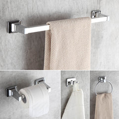 Dowell 4-Piece Bathroom Accessory Set - Squared Design - Bath Towel Bar, Hand Towel Ring, Toilet Paper Holder, Towel/Robe Hook - 1005 41 Series