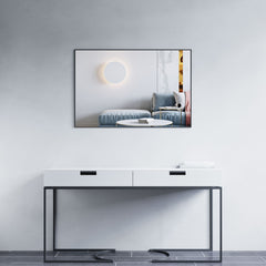 Dowell 42"/28" Wall Mirror for Bath/Living Room/Hallway - Black Aluminium Frame - 5004 4228 Series