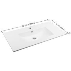 Dowell 36" Ceramic Topmount Bathroom Basin with Overflow - 000 3618B Series - White