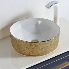 Dowell 16-3/4" Bathroom Round Ceramic Vessel Sink - 6-1/4" Deep - 000 1616 16 Series