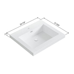 Dowell 24-7/8" Bathroom Topmount Resin Basin with Overflow - One 19-5/8" Sink, 4-3/4" Deep - 000 2522BP Series