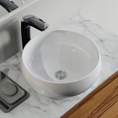 Dowell 15" Bathroom Round Ceramic Vessel Sink - 5-7/8" Deep - 000 1515 Series