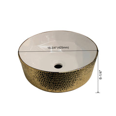 Dowell 16-3/4" Bathroom Round Ceramic Vessel Sink - 6-1/4" Deep - 000 1616 16 Series