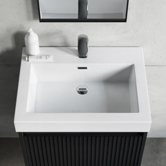 Dowell 24" Bathroom Topmount Resin Basin with Overflow - One 19-1/4" Sink, 4-3/8" Deep - 000 2418BP Series