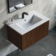 Dowell 30" Bathroom Topmount Ceramic Basin with Overflow - One 18-1/2" Sink, 4-3/8" Deep - 000 3018B Series