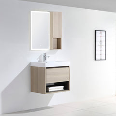 Dowell 24" Wall-Mounted Bathroom Vanity with Single Basin –  One Soft-Close Drawer, One Open Shelf - 015 Series - Grey Ashtree