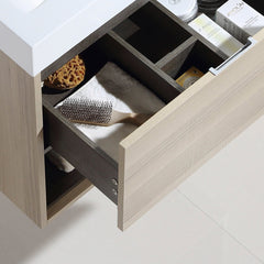 Dowell 24" Wall-Mounted Bathroom Vanity with Single Basin –  One Soft-Close Drawer, One Open Shelf - 015 Series - Grey Ashtree