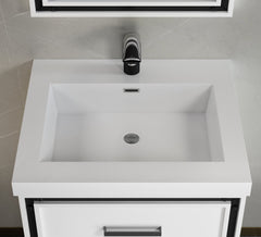 Dowell  24" to 72" Freestanding White Bathroom Vanity with Single/Double Basin - One/Two Soft-Close Drawers and One/Two Open Shelves - 028 Series