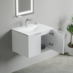 Dowell 24" Wall-Mounted/Floating Fluted Bathroom Vanity with Single Basin – Two Soft-Close Doors - 032 24 Series