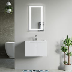 Dowell 24" Wall-Mounted/Floating Fluted Bathroom Vanity with Single Basin – Two Soft-Close Doors - 032 24 Series