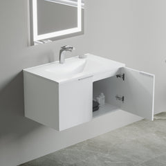 Dowell 30" Wall-Mounted/Floating Fluted Bathroom Vanity with Single Basin – Two Soft-Close Doors - 032 30 Series