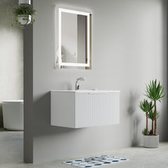 Dowell 30" Wall-Mounted/Floating Fluted Bathroom Vanity with Single Basin – Two Soft-Close Doors - 032 30 Series