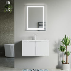 Dowell 30" Wall-Mounted/Floating Fluted Bathroom Vanity with Single Basin – Two Soft-Close Doors - 032 30 Series