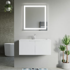 Dowell 36" Wall-Mounted/Floating Fluted Bathroom Vanity with Single Basin – Two Soft-Close Doors - 032 36 Series