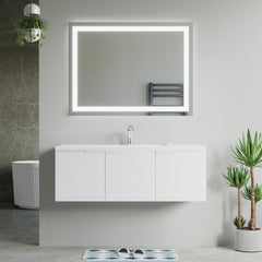 Dowell 48" Wall-Mounted/Floating Fluted Bathroom Vanity with Single/Double Basin – Three Soft-Close Doors - 032 48 Series