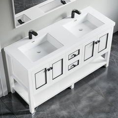 Dowell 60" Freestanding Bathroom Vanity with Single or Double Basin - Four Soft-Close Doors, One Soft-Close Drawer, One Shelf - 036 60 Series