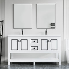 Dowell 60" Freestanding Bathroom Vanity with Single or Double Basin - Four Soft-Close Doors, One Soft-Close Drawer, One Shelf - 036 60 Series