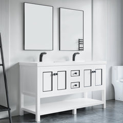 Dowell 60" Freestanding Bathroom Vanity with Single or Double Basin - Four Soft-Close Doors, One Soft-Close Drawer, One Shelf - 036 60 Series