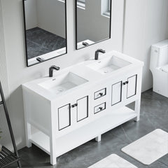 Dowell 60" Freestanding Bathroom Vanity with Single or Double Basin - Four Soft-Close Doors, One Soft-Close Drawer, One Shelf - 036 60 Series