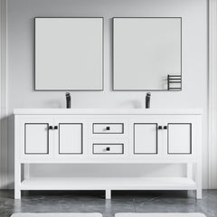Dowell 72" Freestanding Bathroom Vanity with Double Basin - Four Soft-Close Doors, One Soft-Close Drawer, One Shelf - 036 72 Series