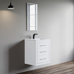 Dowell 24" Wall-Mounted/Floating Bathroom Vanity with Single Basin - Two Soft-Close Drawers - 041 24  Series