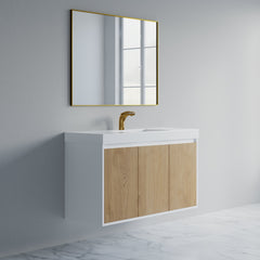 Dowell 48" Wall-Mounted or Freestanding Bathroom Vanity Set – White Assembled Vanity Base with 3 Soft-Close Doors & White Resin Single Basin Sink - 057 48 Series