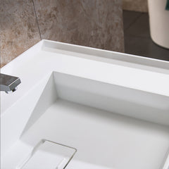 Dowell 36" Wall Mounted Bathroom Sink Rectangular Single Bowl Stone Resin Sink Luxury ADA Compliant (without Pedestal) Sink Non-overflow & Single Faucet Hole Floating Sink Perfect for Every Bathroom - ADA 070 Series