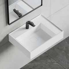 Dowell Wall Mounted Bathroom Sink Rectangular Bowl Stone Resin Sink Luxury ADA Compliant Sink Non-overflow & Single Faucet Hole Floating Sink Perfect for Every Bathroom - 070 2418 Series