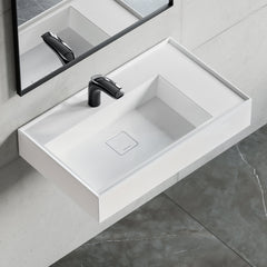 Dowell Wall Mounted Bathroom Sink Rectangular Bowl Stone Resin Sink Luxury ADA Compliant Sink Non-overflow & Single Faucet Hole Floating Sink Perfect for Every Bathroom - 070 3018 Series
