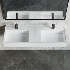 Dowell Wall Mounted Bathroom Sink Rectangular Bowl Stone Resin Sink Luxury ADA Compliant Sink Non-overflow & Single Faucet Hole Floating Sink Perfect for Every Bathroom - 070 4818 Series