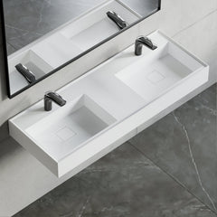 Dowell Wall Mounted Bathroom Sink Rectangular Bowl Stone Resin Sink Luxury ADA Compliant Sink Non-overflow & Single Faucet Hole Floating Sink Perfect for Every Bathroom - 070 4818 Series