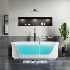 Dowell 67" Freestanding Fluted Acrylic Oval Bathtub - 70 Gallon Capacity - 081 6731 Series