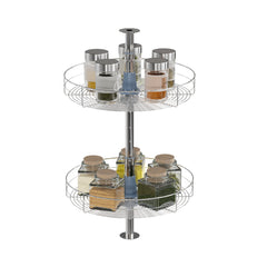 Dowell Lazy Susan - 18" Diameter/Round, 2 Shelves, Kitchen Wall Corner Cabinet Organizer, Chrome - 4001 360D Series