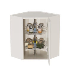 Dowell Lazy Susan - 18" Diameter/Round, 2 Shelves, Kitchen Wall Corner Cabinet Organizer, Chrome - 4001 360D Series