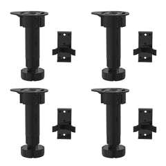 Dowell Base Cabinet Adjustable Leveler Legs with Toe Kick Clips, 4 Pack, Black Plastic - 4007 BL4 Series