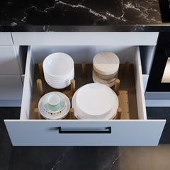 Dowell 4-Piece Trimmable Wood Pegboard Drawer Organizer Set with 9 Wooden Pegs – Adjustable to Fit Drawers of Various Sizes, Customizable Storage for Pots, Pans, and Plates-4007 3319 9P (33"X18-1/2")