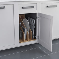 Dowell 11-3/4" Vertical Tray Divider Organizer – Trimmable Maple Wood Storage for Cutting Boards, Cookie Sheets, and Pans | Fits Base 15" Cabinets | 4007 TD3 Series